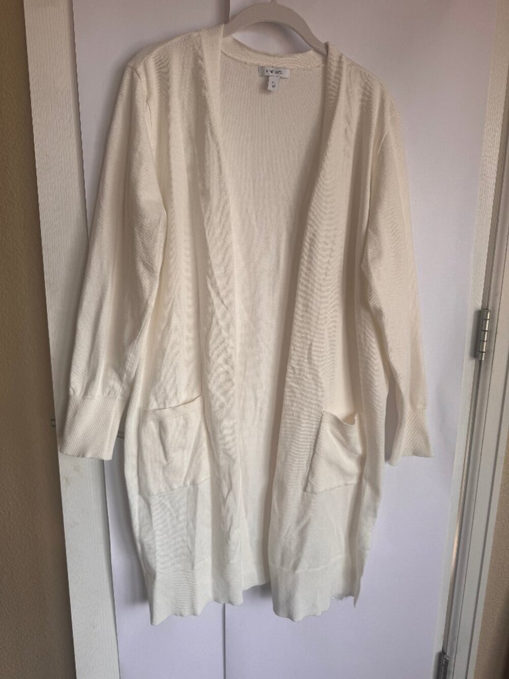 Nine West White Open Front Cardigan XL with Pockets